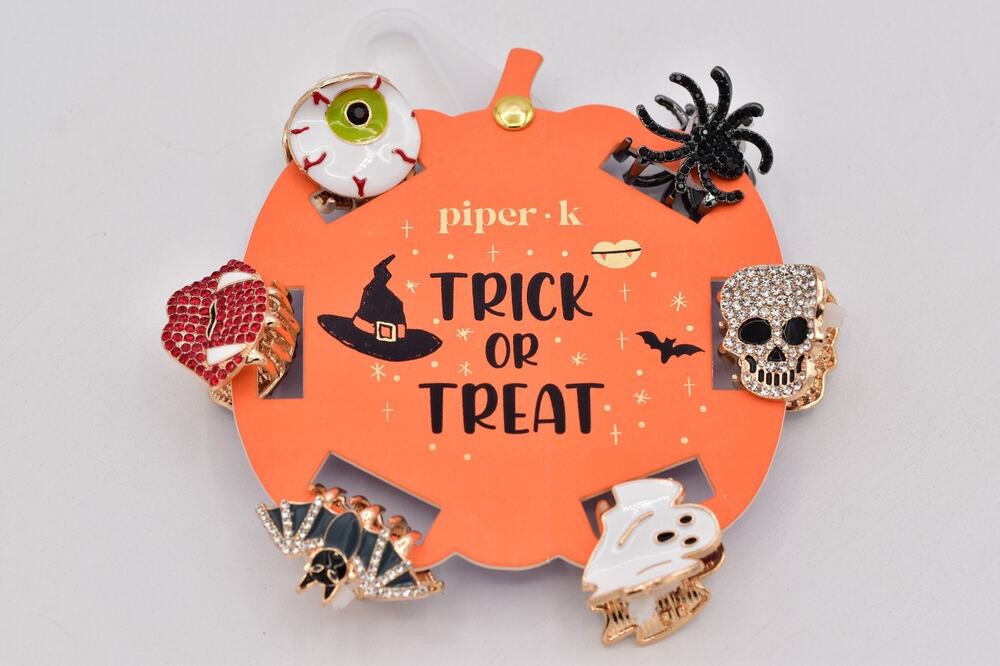 Piper K Trick Or Treat Halloween Small Hair Clips Ghost Bat Spider Vampire Eye